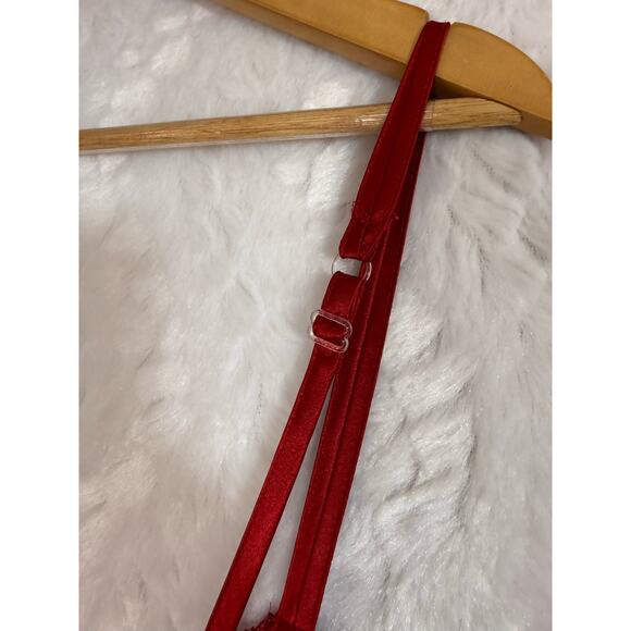 VTG Y2K 2000s Victoria’s Secret Red Satin Lace Camisole Crop Top Lingerie Medium - Picture 5 of 7